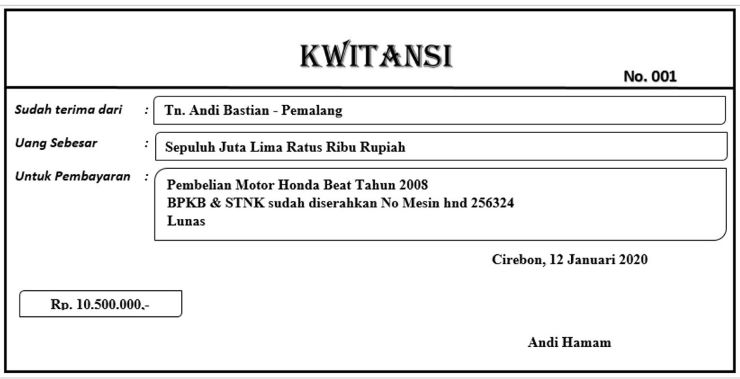 Detail Contoh Kwitansi Pembelian Nomer 7