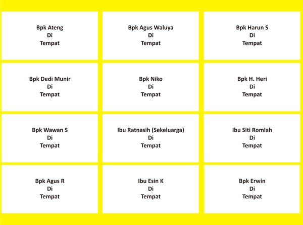 Detail Contoh Label Nama Undangan Nomer 11