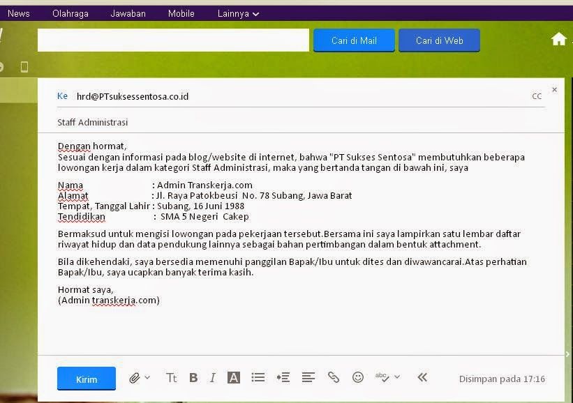 Detail Contoh Lamaran Melalui Email Nomer 34