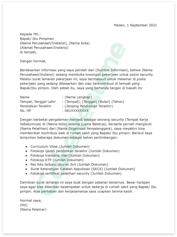 Detail Contoh Lamaran Security Nomer 47