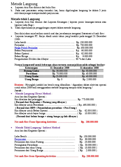 Detail Contoh Laporan Arus Kas Metode Langsung Nomer 35