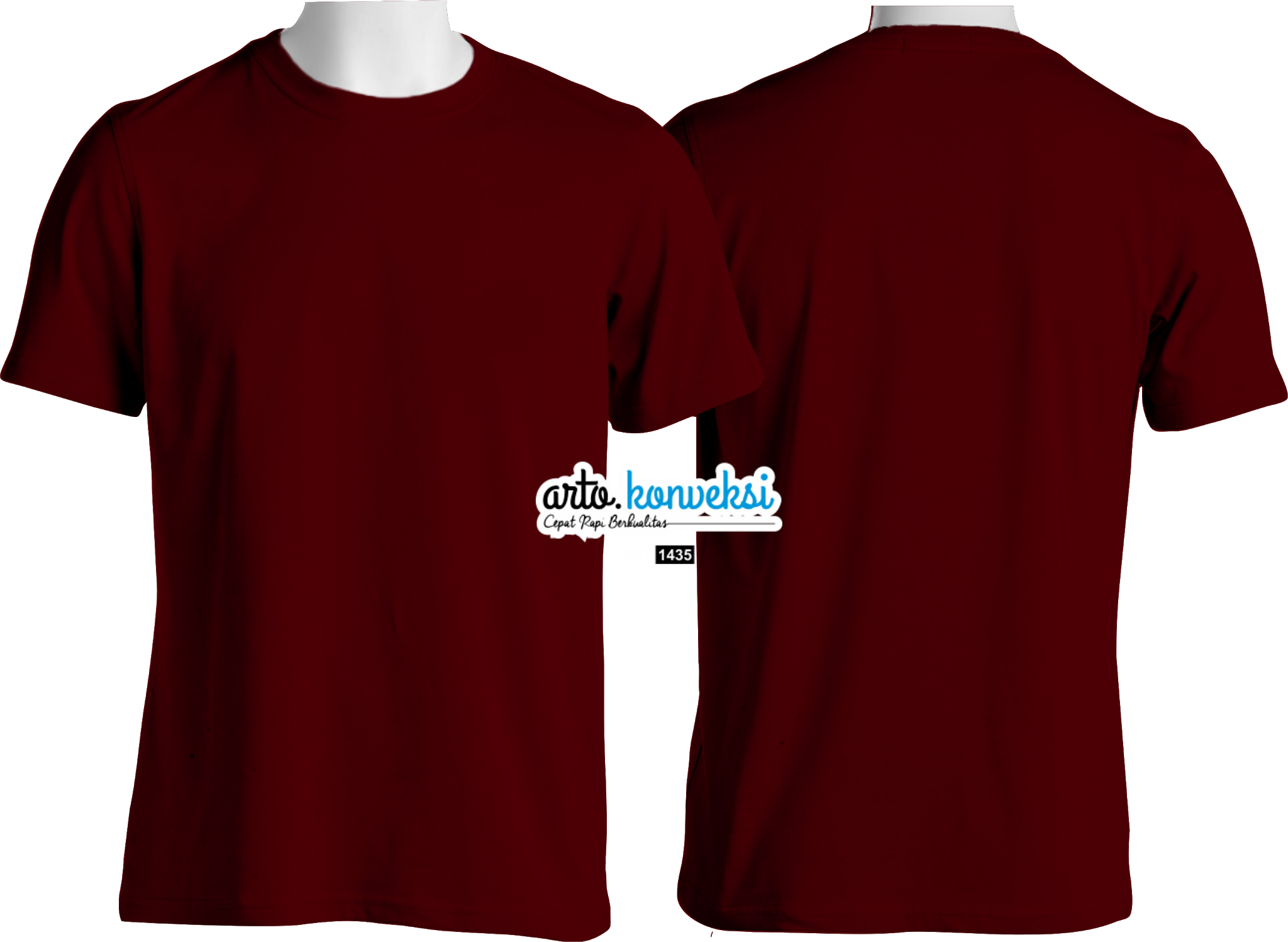 Detail Gambar Kaos Polos Merah Maroon Depan Belakang Nomer 9