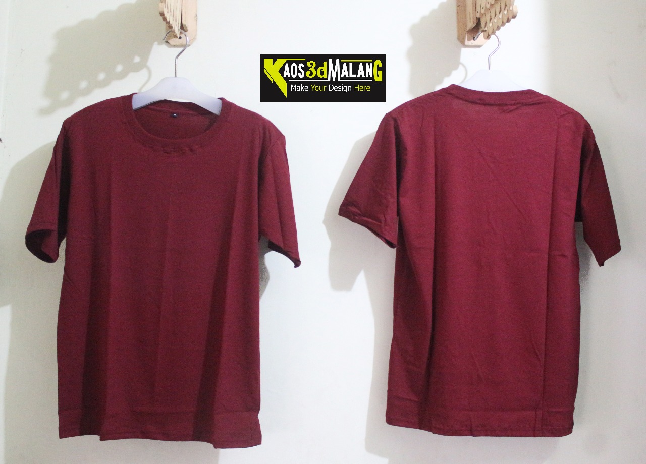 Detail Gambar Kaos Polos Merah Maroon Depan Belakang Nomer 32