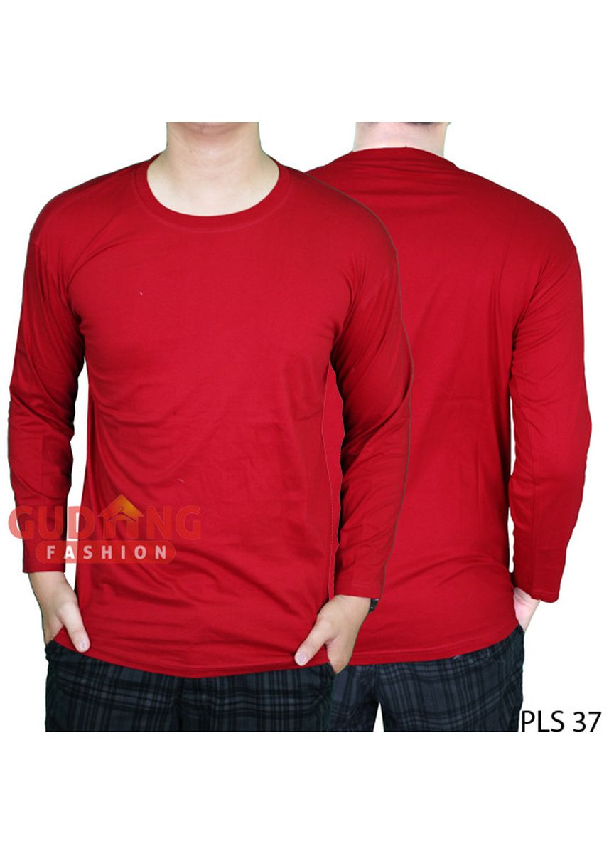 Detail Gambar Kaos Polos Merah Maroon Depan Belakang Nomer 37