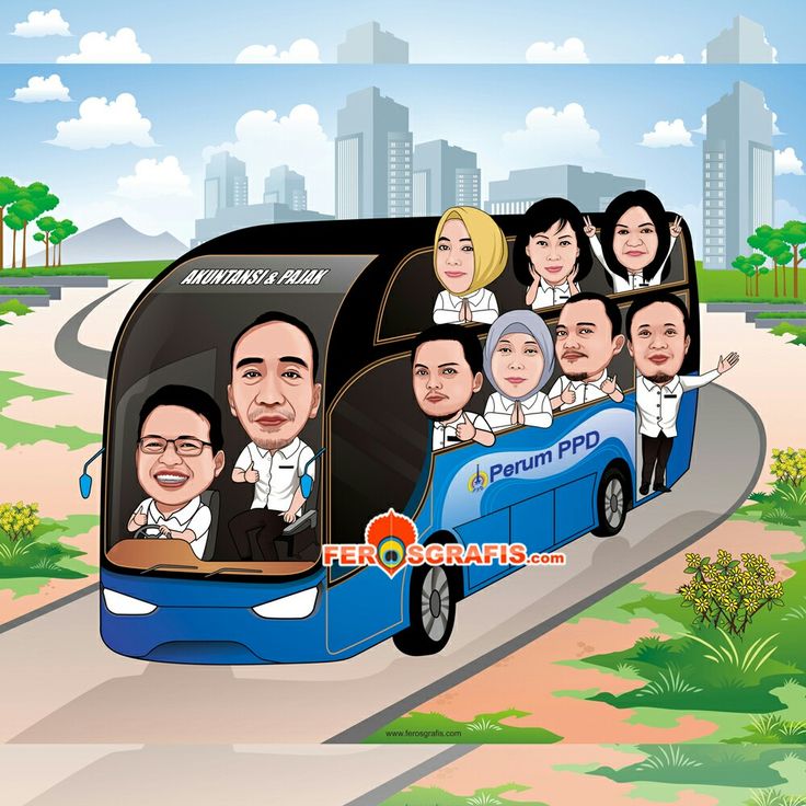 Detail Gambar Karikatur Naik Bus Nomer 25