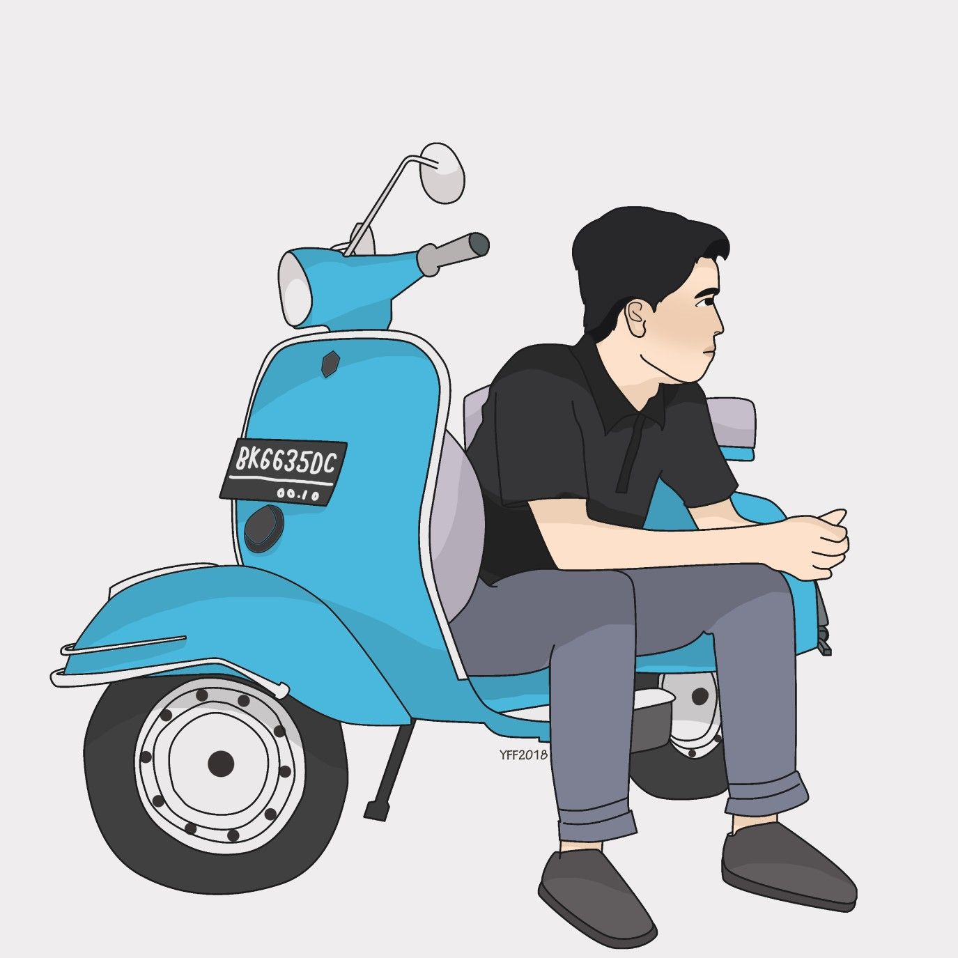 Detail Gambar Karikatur Naik Vespa Nomer 29