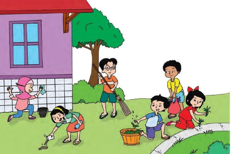 Detail Gambar Kartun Anak Membersihkan Rumah Nomer 21