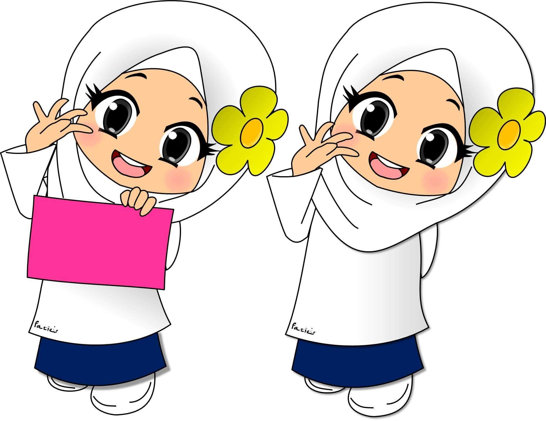 Detail Gambar Kartun Anak Muslim Sekolah Nomer 40