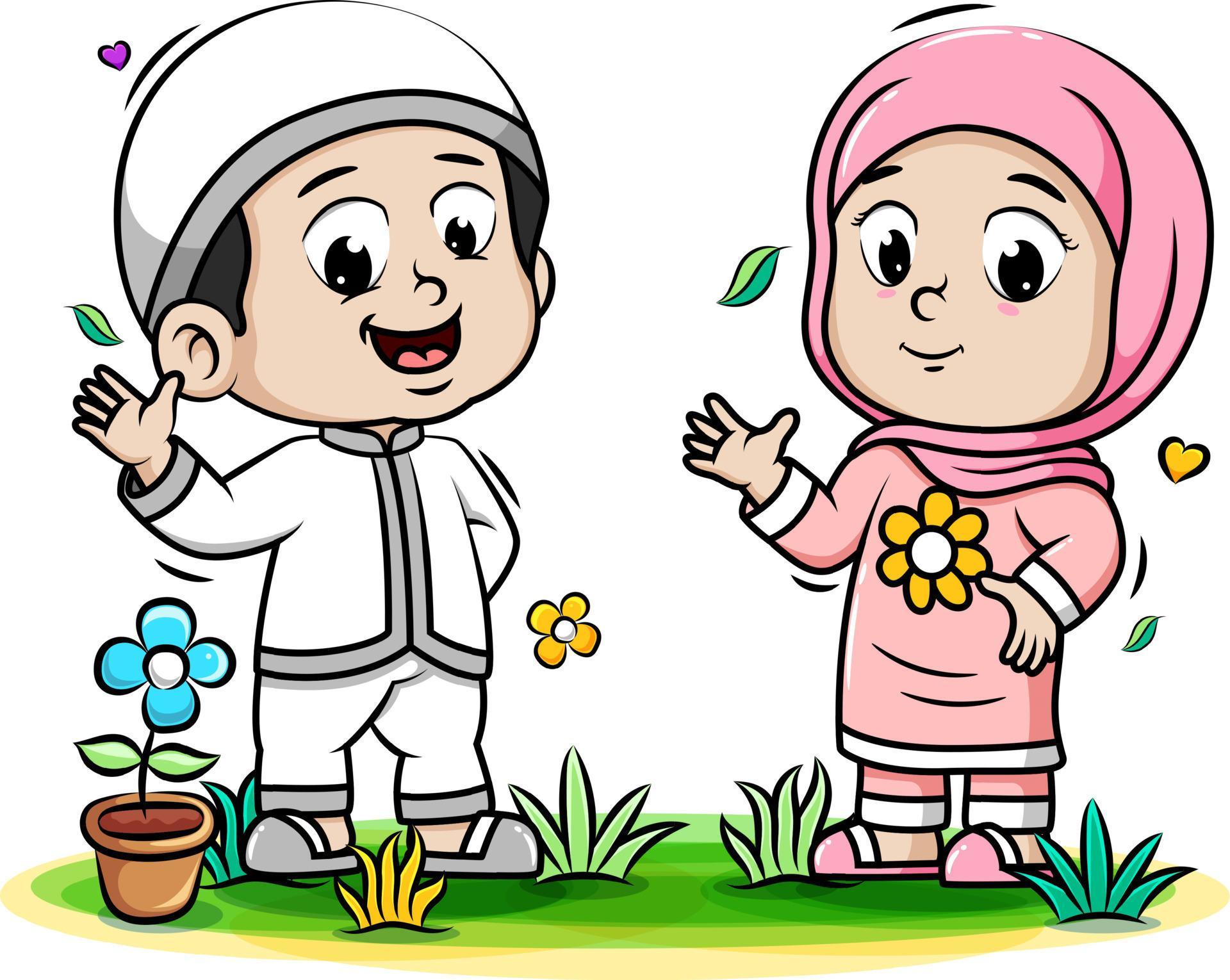 Detail Gambar Kartun Anak Muslim Vector Nomer 46