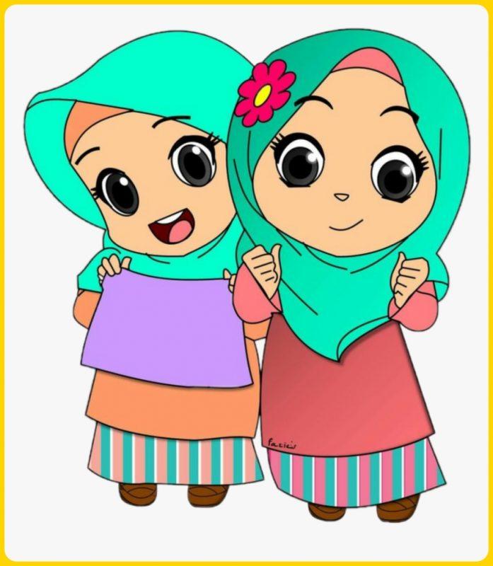 Detail Gambar Kartun Anak Pakai Peci Dan Jilbab Nomer 3