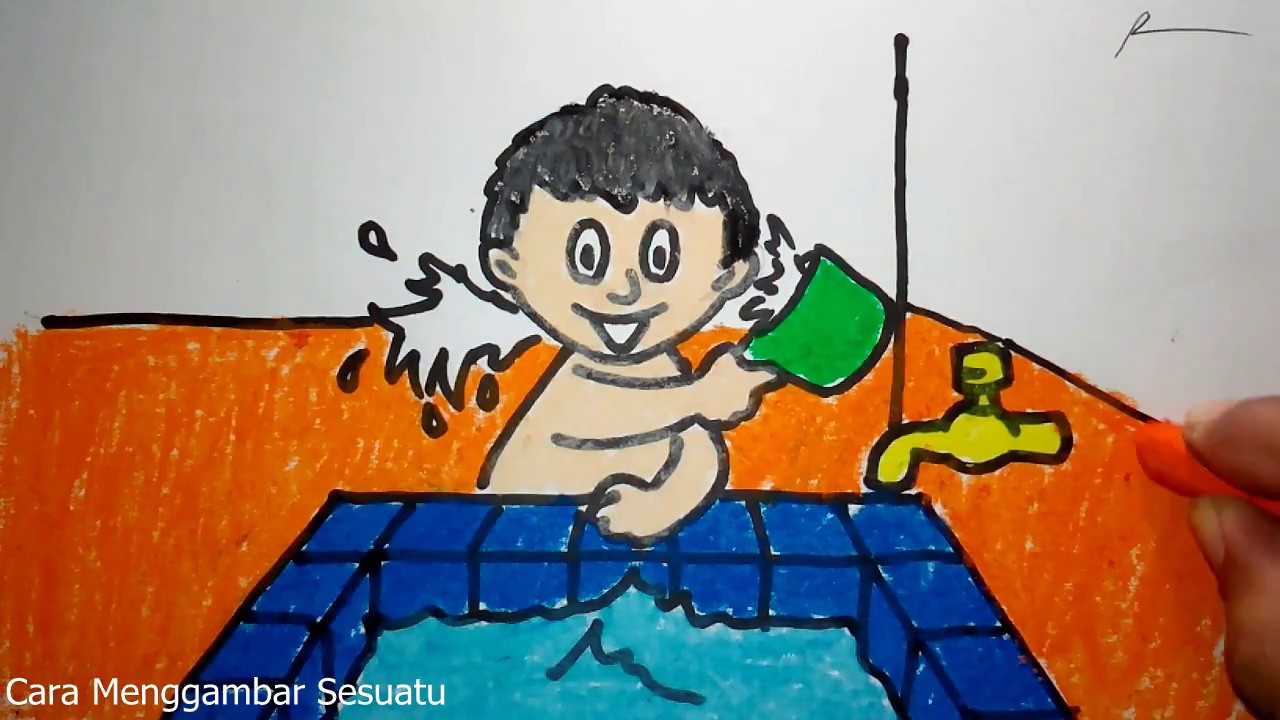 Detail Gambar Kartun Anak Sedang Mandi Nomer 2