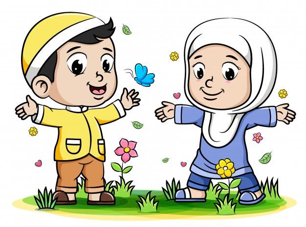 Detail Gambar Kartun Anak Sekolah Muslim Nomer 21