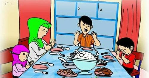 Detail Gambar Kartun Berdoa Sebelum Makan Nomer 17