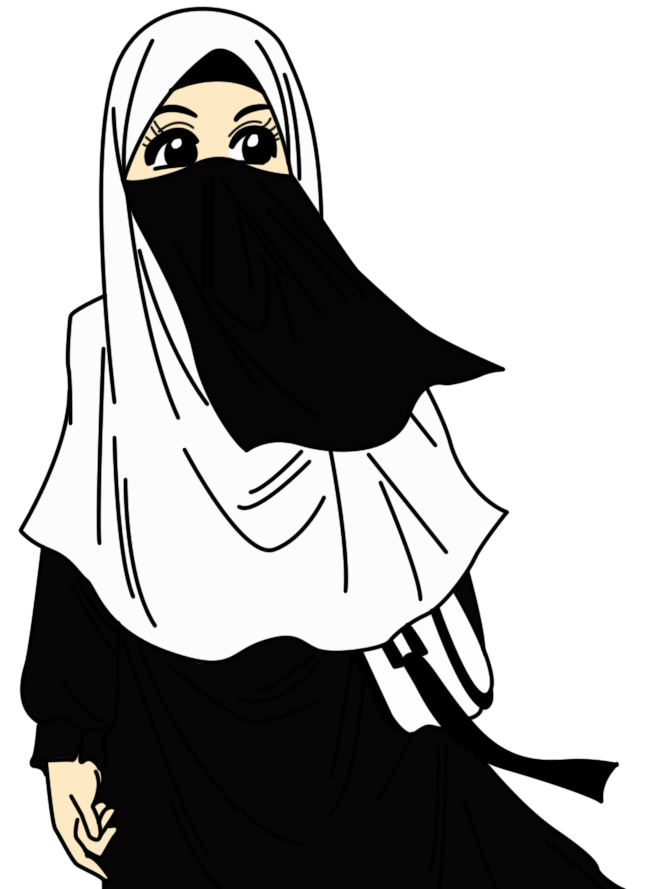 Detail Gambar Kartun Berjilbab Hitam Putih Nomer 29