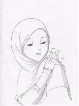 Detail Gambar Kartun Berjilbab Hitam Putih Nomer 46