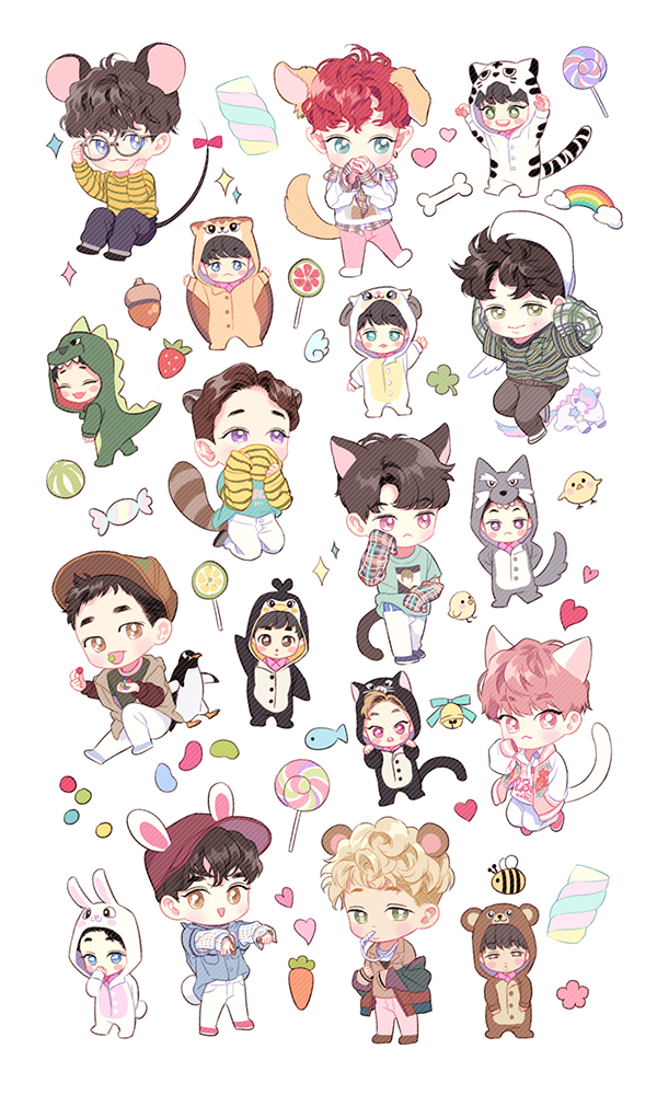 Gambar Kartun Bts Exo Sticker Hd - KibrisPDR