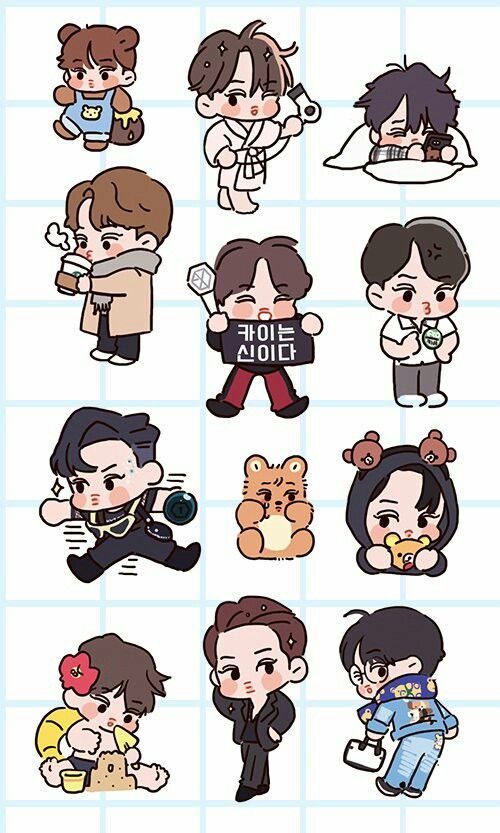 Detail Gambar Kartun Bts Exo Sticker Hd Nomer 2