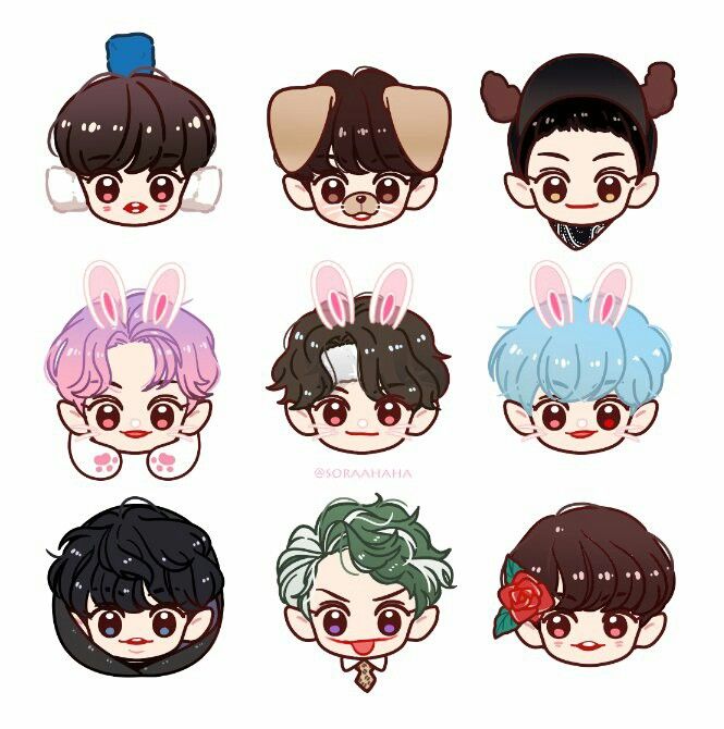 Detail Gambar Kartun Bts Exo Sticker Hd Nomer 4