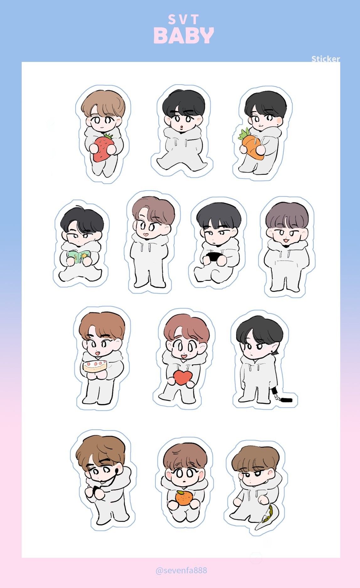 Detail Gambar Kartun Bts Seventeen Sticker Nomer 2