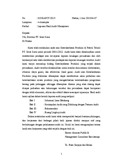 Detail Contoh Laporan Audit Nomer 15