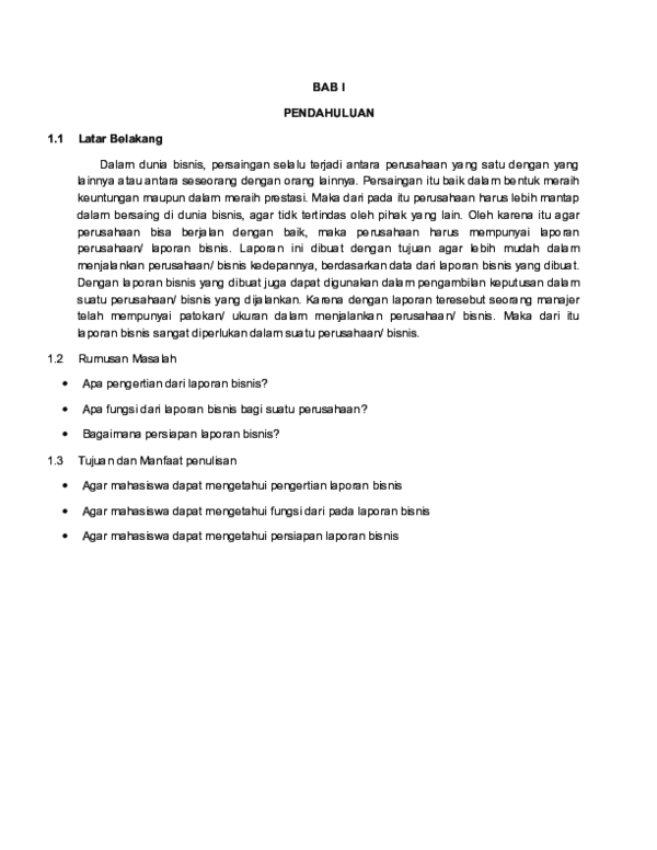 Detail Contoh Laporan Bisnis Singkat Nomer 8