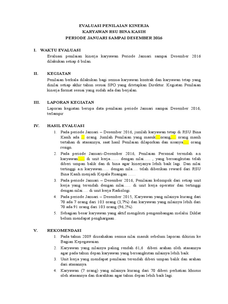 Detail Contoh Laporan Evaluasi Kerja Nomer 3