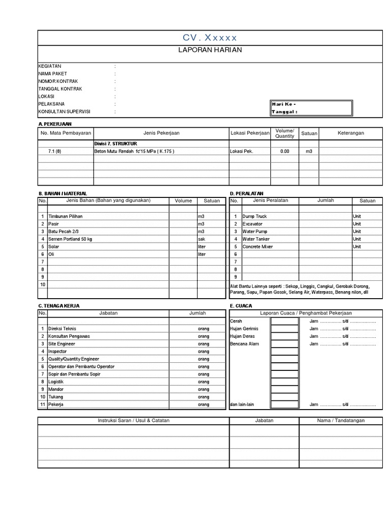 Detail Contoh Laporan Harian Nomer 10