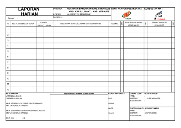 Detail Contoh Laporan Harian Nomer 12