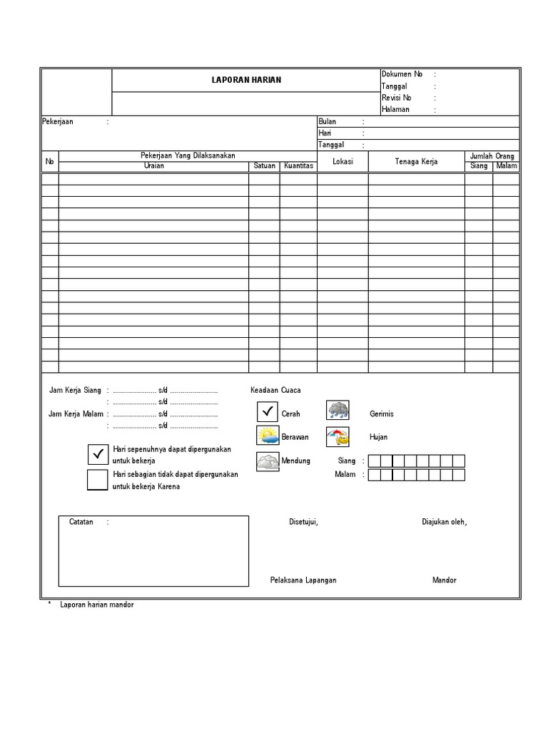 Detail Contoh Laporan Harian Nomer 18
