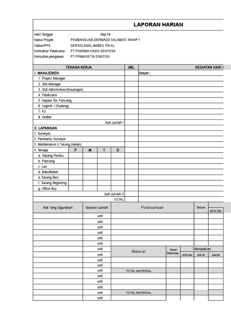 Detail Contoh Laporan Harian Nomer 22