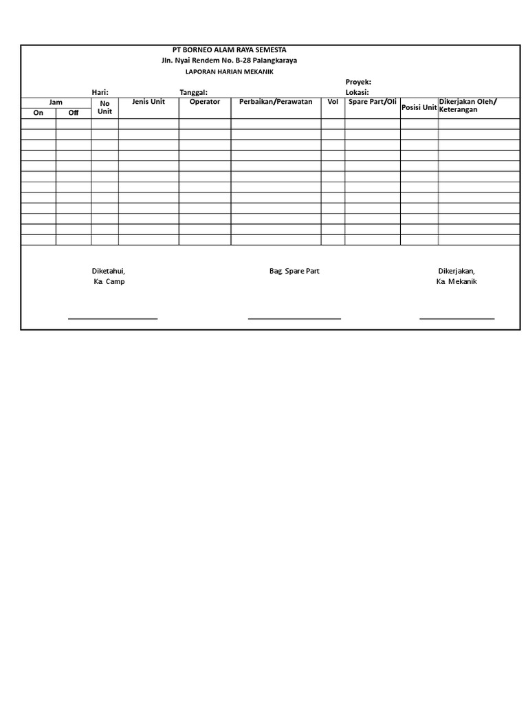 Detail Contoh Laporan Harian Nomer 28