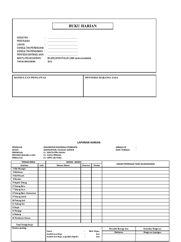 Detail Contoh Laporan Harian Nomer 42