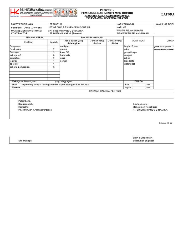 Detail Contoh Laporan Harian Nomer 47