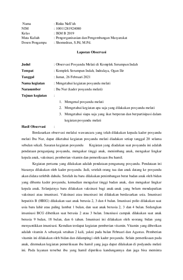 Detail Contoh Laporan Hasil Observasi Nomer 3