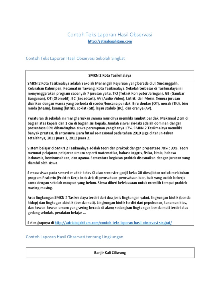 Detail Contoh Laporan Hasil Observasi Singkat Nomer 31