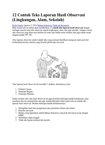 Detail Contoh Laporan Hasil Observasi Singkat Nomer 32