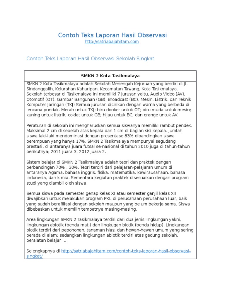 Detail Contoh Laporan Hasil Observasi Singkat Nomer 5