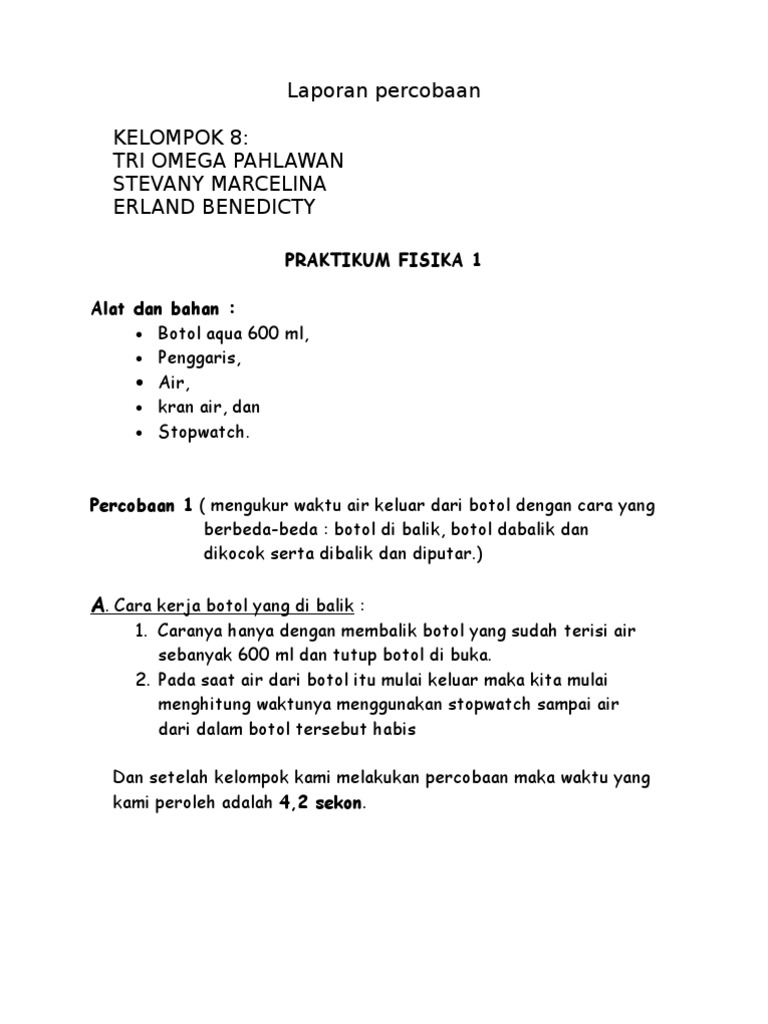 Detail Contoh Laporan Hasil Percobaan Nomer 16