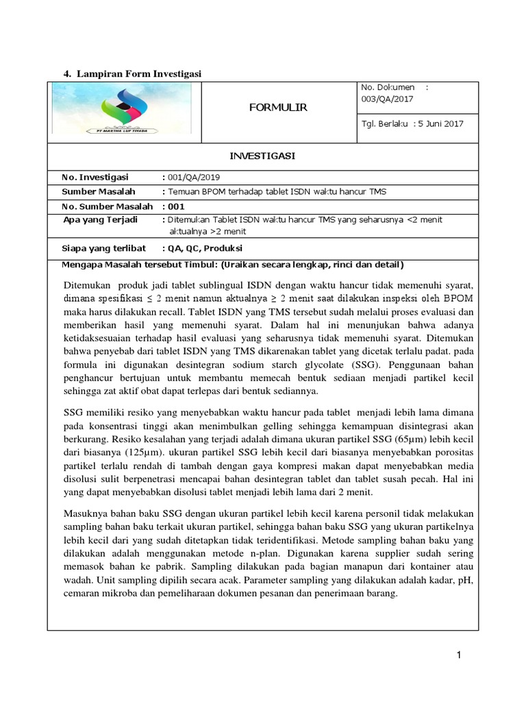 Detail Contoh Laporan Investigasi Nomer 21