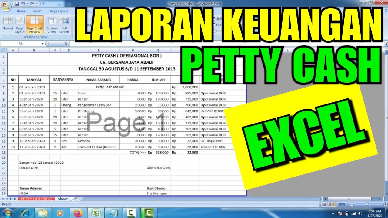 Detail Contoh Laporan Kas Kecil Perusahaan Nomer 42