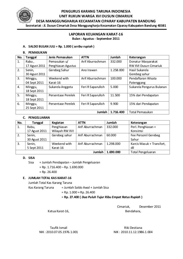 Detail Contoh Laporan Kas Rt Nomer 23