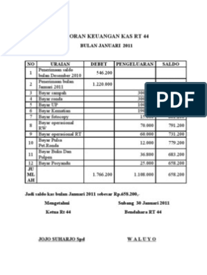 Detail Contoh Laporan Kas Rt Nomer 4