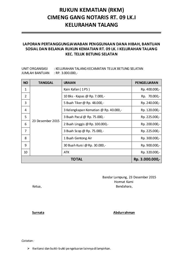 Detail Contoh Laporan Kas Rt Nomer 46