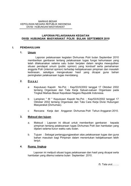 Contoh Laporan Kegiatan Kantor - KibrisPDR