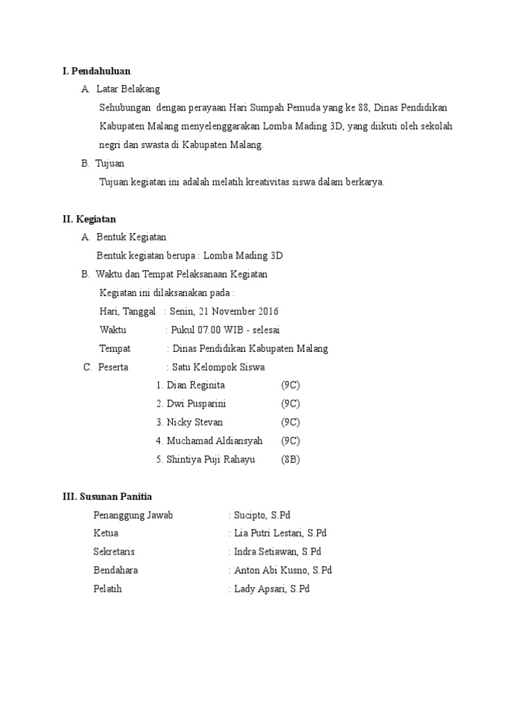 Detail Contoh Laporan Kegiatan Lomba Nomer 3