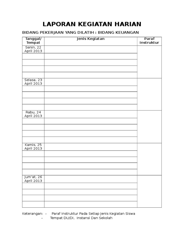 Detail Contoh Laporan Kegiatan Sehari Hari Nomer 20