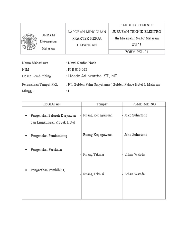 Detail Contoh Laporan Kerja Nomer 28