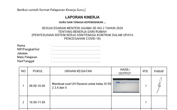 Detail Contoh Laporan Kinerja Nomer 48