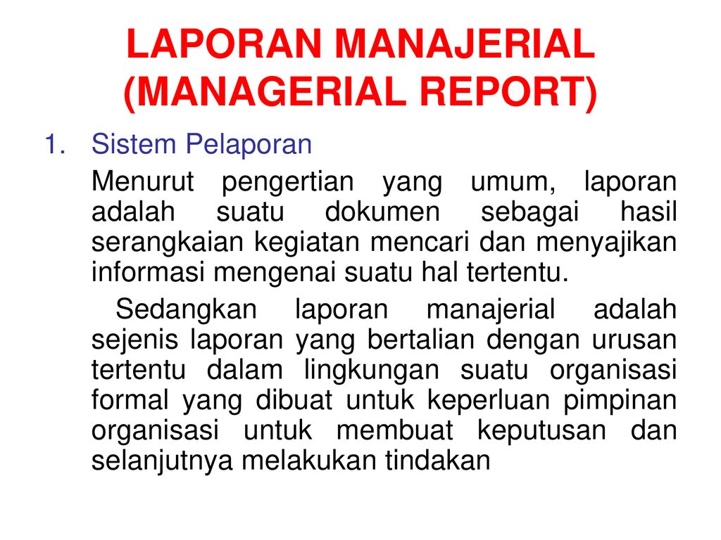 Detail Contoh Laporan Manajerial Nomer 5