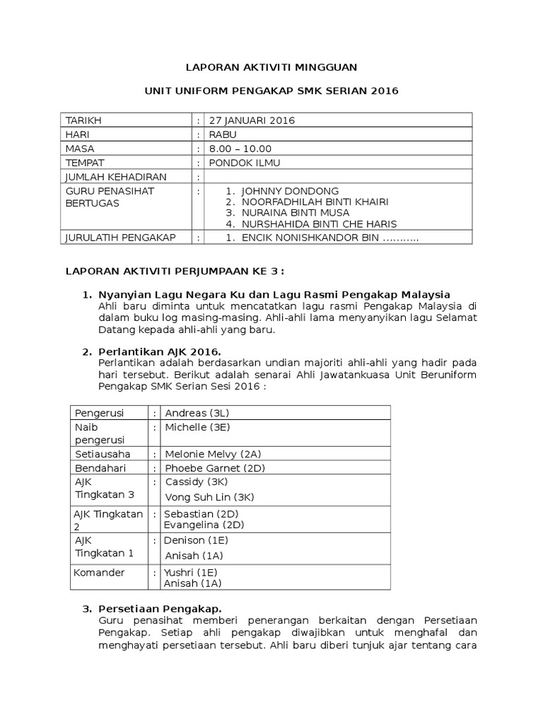 Detail Contoh Laporan Mingguan Nomer 10